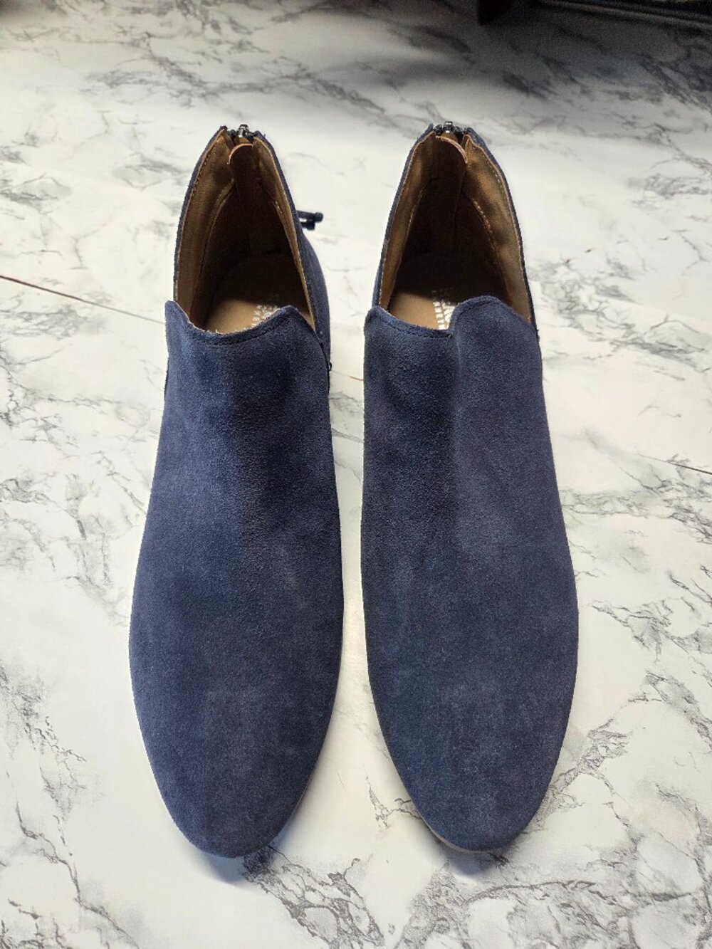 Reaction by Kenneth Cole Size 12 Side Way Navy Blue Suede Leather Ankle Booties